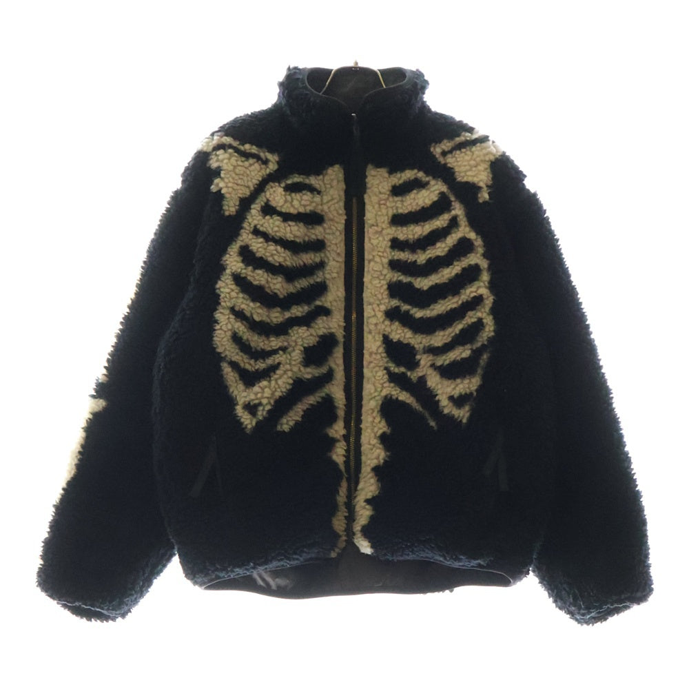 KAPITAL(キャピタル) 24AW BONE REVERSIBLE BLOUSON ボーン柄ボアフリース リバーシブルブルゾン ジップアップジャケット ブラック K2412LJ146