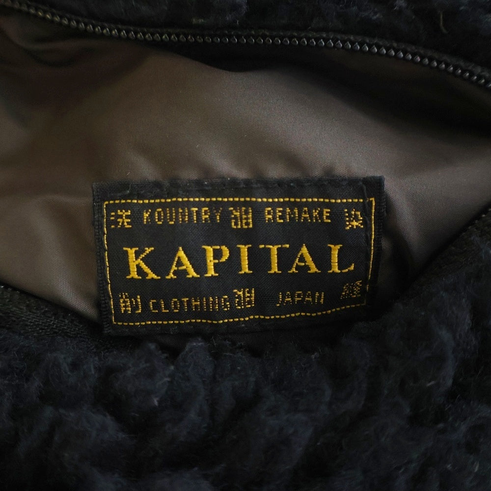 KAPITAL(キャピタル) 24AW BONE REVERSIBLE BLOUSON ボーン柄ボアフリース リバーシブルブルゾン ジップアップジャケット ブラック K2412LJ146