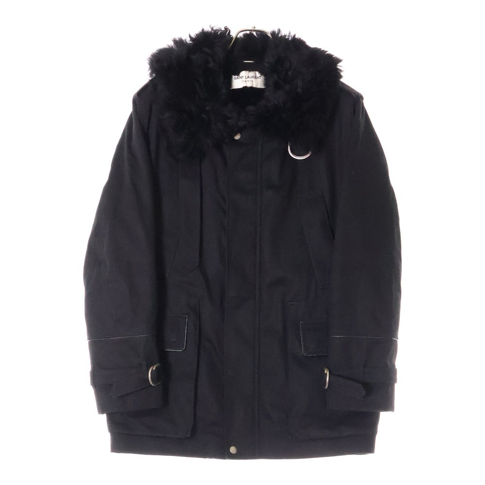 SAINT LAURENT PARIS(サンローランパリ) WZIP ミリタリージャケット ラムファー ムートンジャケット ブラック 616419 Y9B07