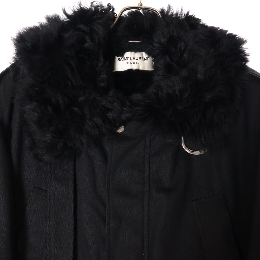 SAINT LAURENT PARIS(サンローランパリ) WZIP ミリタリージャケット ラムファー ムートンジャケット ブラック 616419 Y9B07