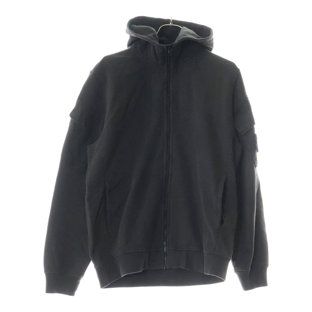 STONE ISLAND(ストーンアイランド) BRUSHED ORGANIC COTTON FLEECE HOODIE ブラッシュドオーガニックコットンフリースフーディー ジップアップパーカー ブラック K2S156100009