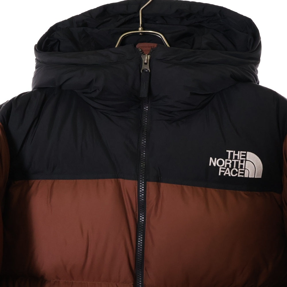 THE NORTH FACE(ザノースフェイス) Nuptse Hoodie ヌプシフーディー ロゴ刺繍ジップアップダウンジャケット レッド/ブラック ND92331