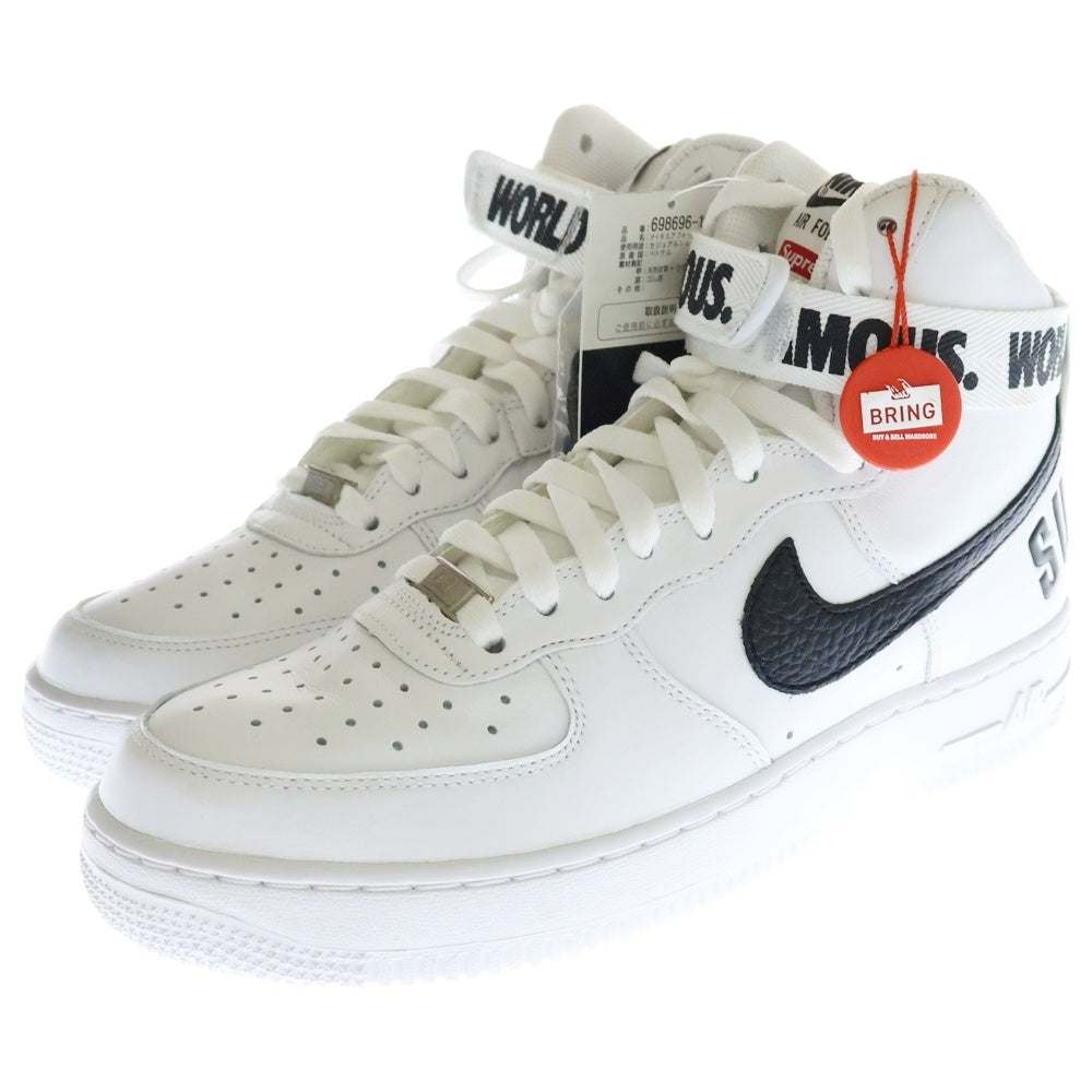 NIKE(ナイキ) 【観賞用2014年製】 14AW ×Supreme AIR FORCE 1 HIGH SP 698696-100 シュプリーム エアフォース1 ハイカットスニーカー シューズ ホワイト US8.5/26.5cm