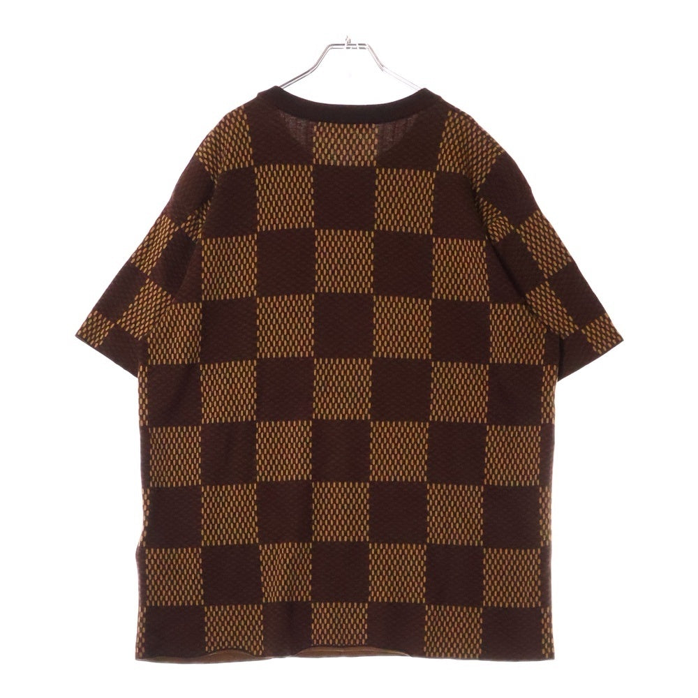 LOUIS VUITTON(ルイヴィトン) 24SS LVラインストーン ダミエ ニット クルーネック半袖Tシャツカットソー ブラウン RM241 AUR HQN63W