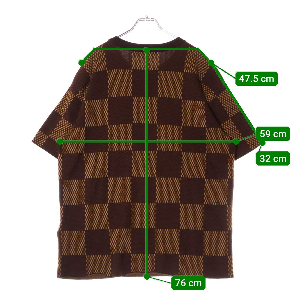 LOUIS VUITTON(ルイヴィトン) 24SS LVラインストーン ダミエ ニット クルーネック半袖Tシャツカットソー ブラウン RM241 AUR HQN63W