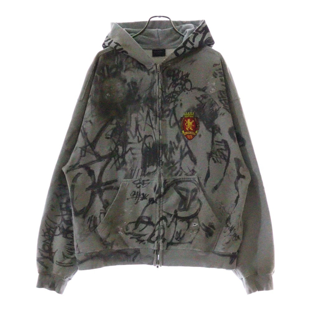 BALENCIAGA(バレンシアガ) 24SS graphic paint skater Hoodie グラフィックペイントスケータージップアップスウェットパーカー フーディー グレー 744457 TOVA8