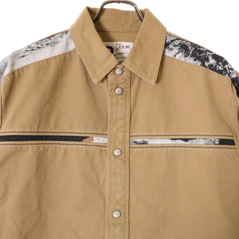 DIESEL(ディーゼル) S-Mich Printed Regular Fit Cotton Shirt レギュラーフィットコットンシャツジャケット ベージュ 0QGAC