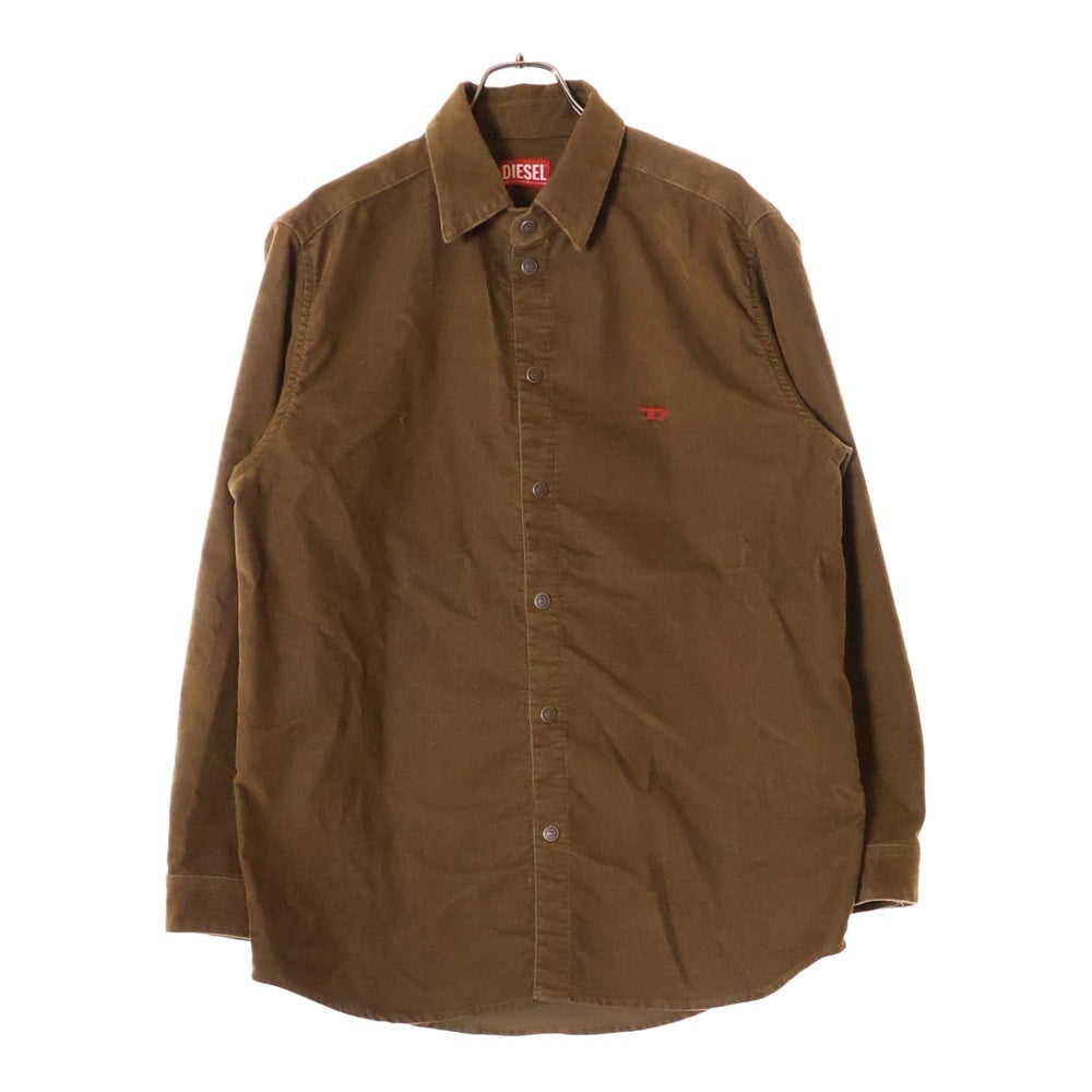 DIESEL(ディーゼル) D-SIMPLY-OVER ロゴ刺繍長袖コーデュロイシャツ ブラウン 003GJ