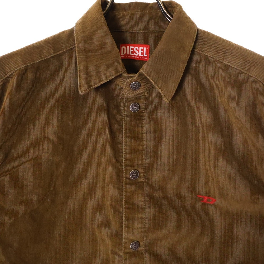 DIESEL(ディーゼル) D-SIMPLY-OVER ロゴ刺繍長袖コーデュロイシャツ ブラウン 003GJ