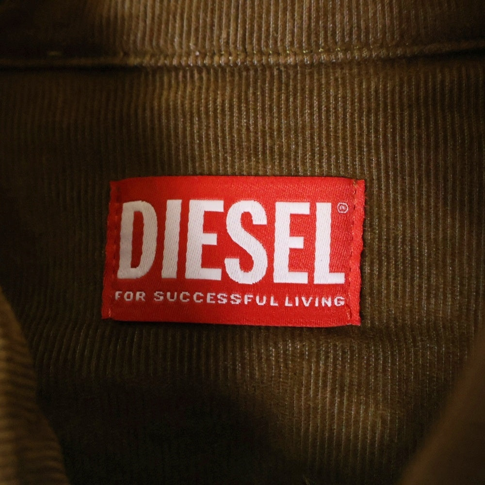 DIESEL(ディーゼル) D-SIMPLY-OVER ロゴ刺繍長袖コーデュロイシャツ ブラウン 003GJ