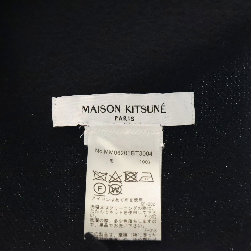 MAISON KITSUNE(メゾンキツネ) BOLD FOX HEAD SCARF MM06201BT3004 フォックス パッチ ウール マフラー ブラック