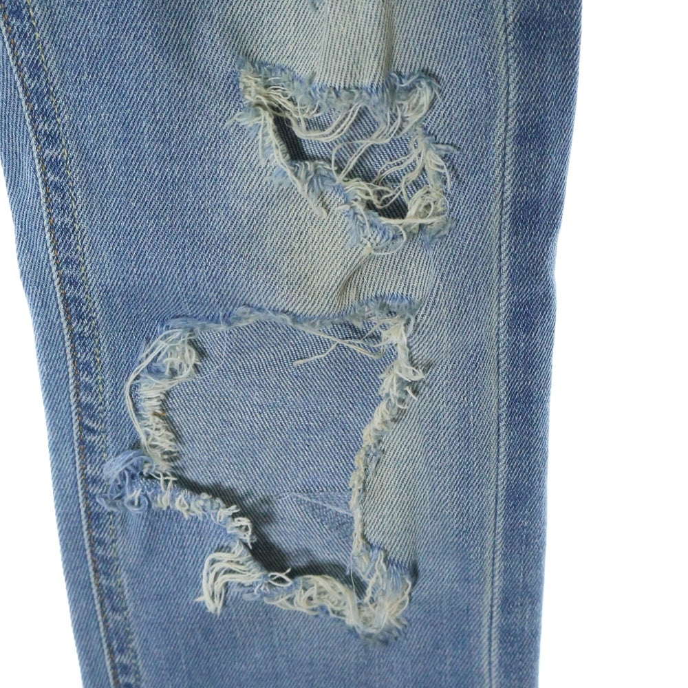 OFF-WHITE(オフホワイト) Slim Split Jeans バックバイアス刺繍デザイン スリムスプリット ダメージデニムパンツ ジーンズ インディゴ