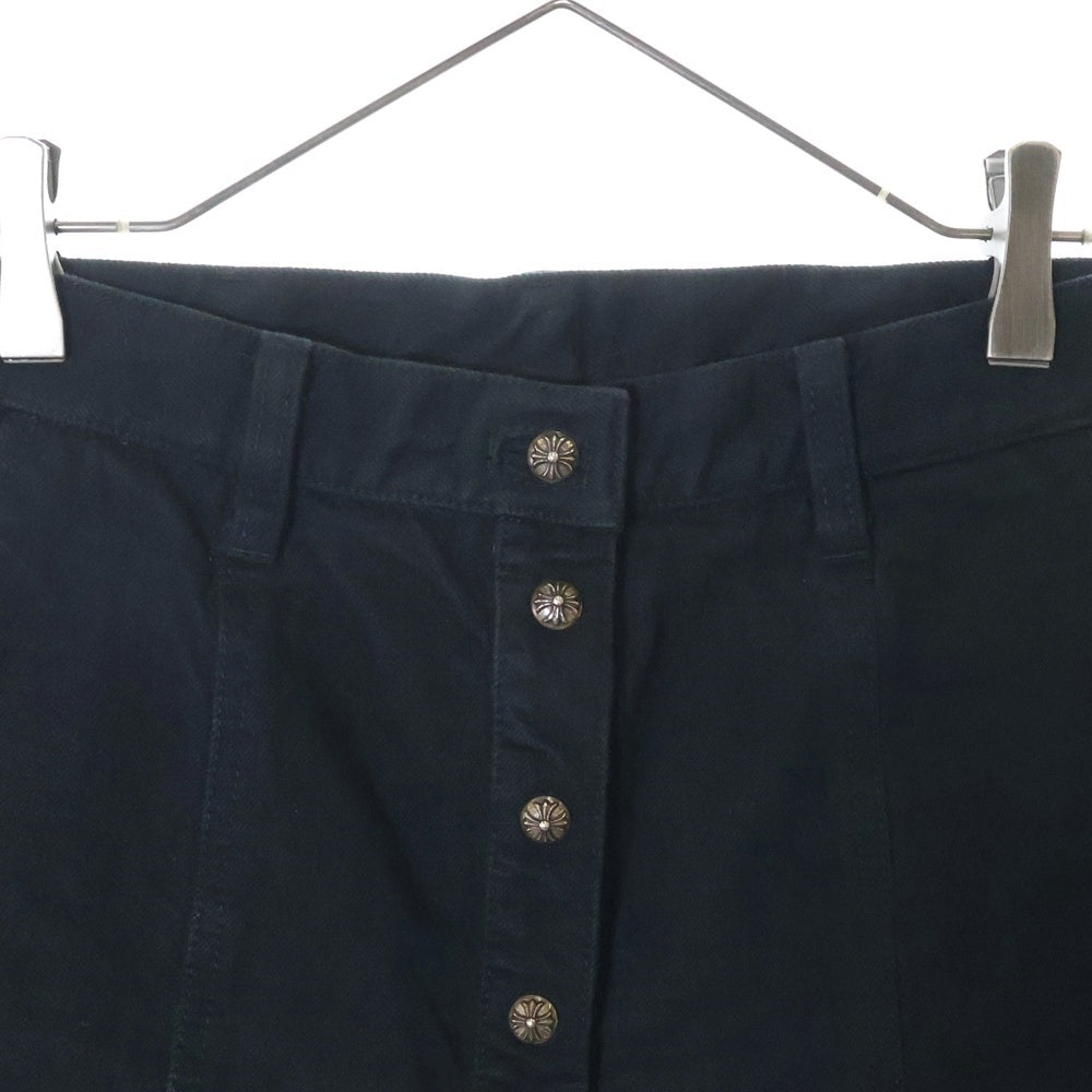 CHROME HEARTS(クロムハーツ) CROSS BALL SKIRT クロムボールボタン デニムスカート レディース ブラック