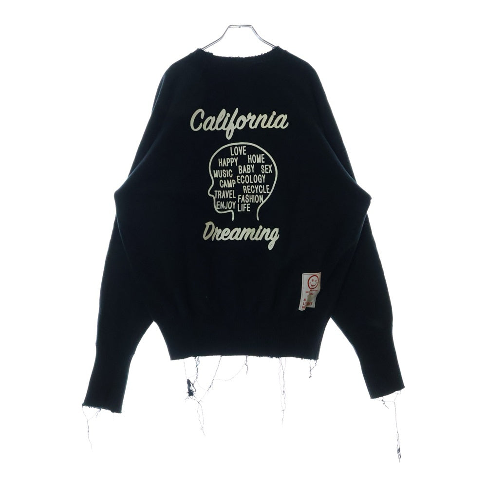 Perfect Ribs(パーフェクトリブス) 23SS ×A LOVE MOVEMENT ×ア ラブ ムーブメント プリント ダメージ加工 クルーネックスウェットトレーナー ブラック