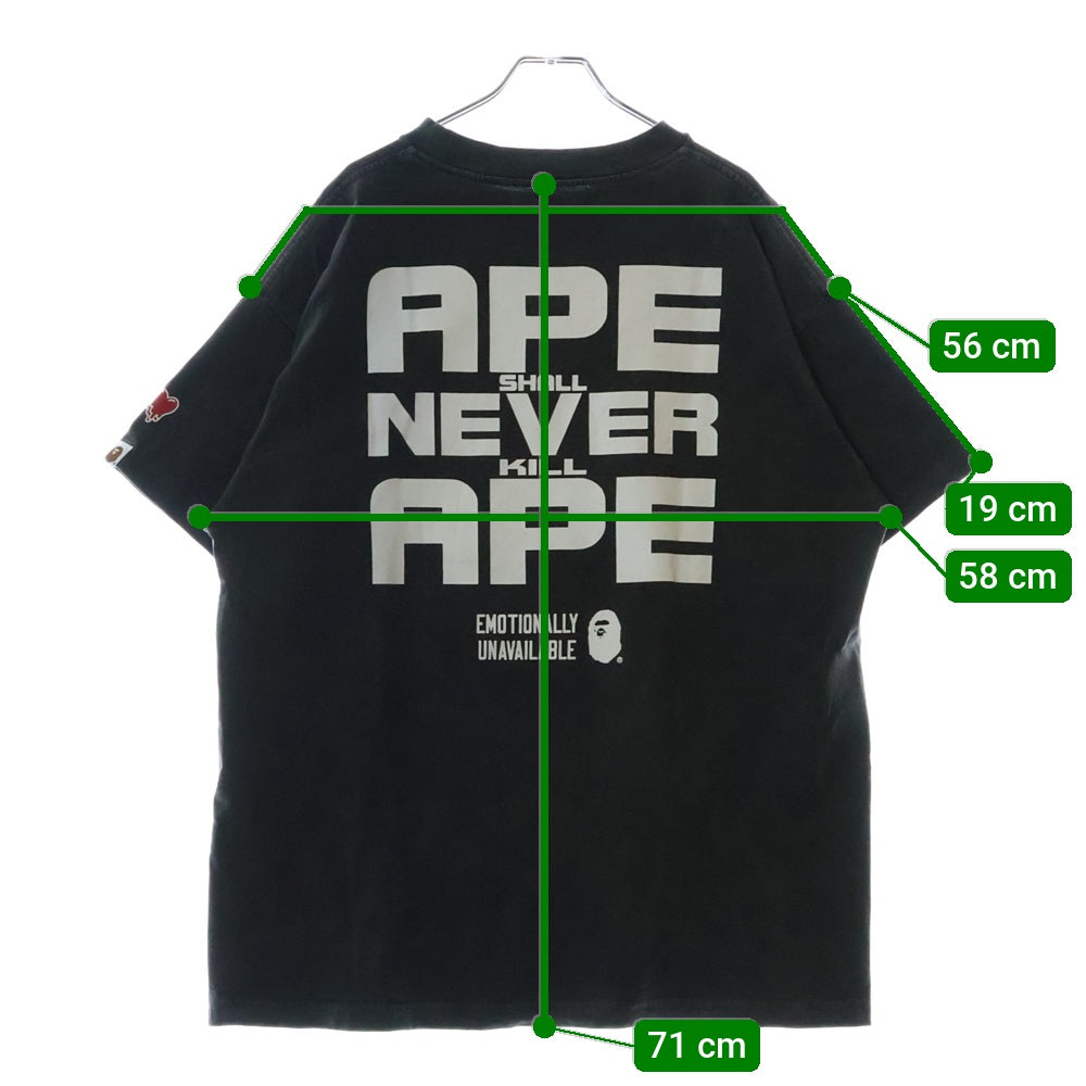Emotionally Unavailable(エモーショナリー アンアヴェイラブル) 25SS ×A BATHING APE EU BAPE FACE SS TEE EU-HR8-0000-C30 × アベイシングエイプ プリント クルーネック半袖Tシャツカットソー グレー