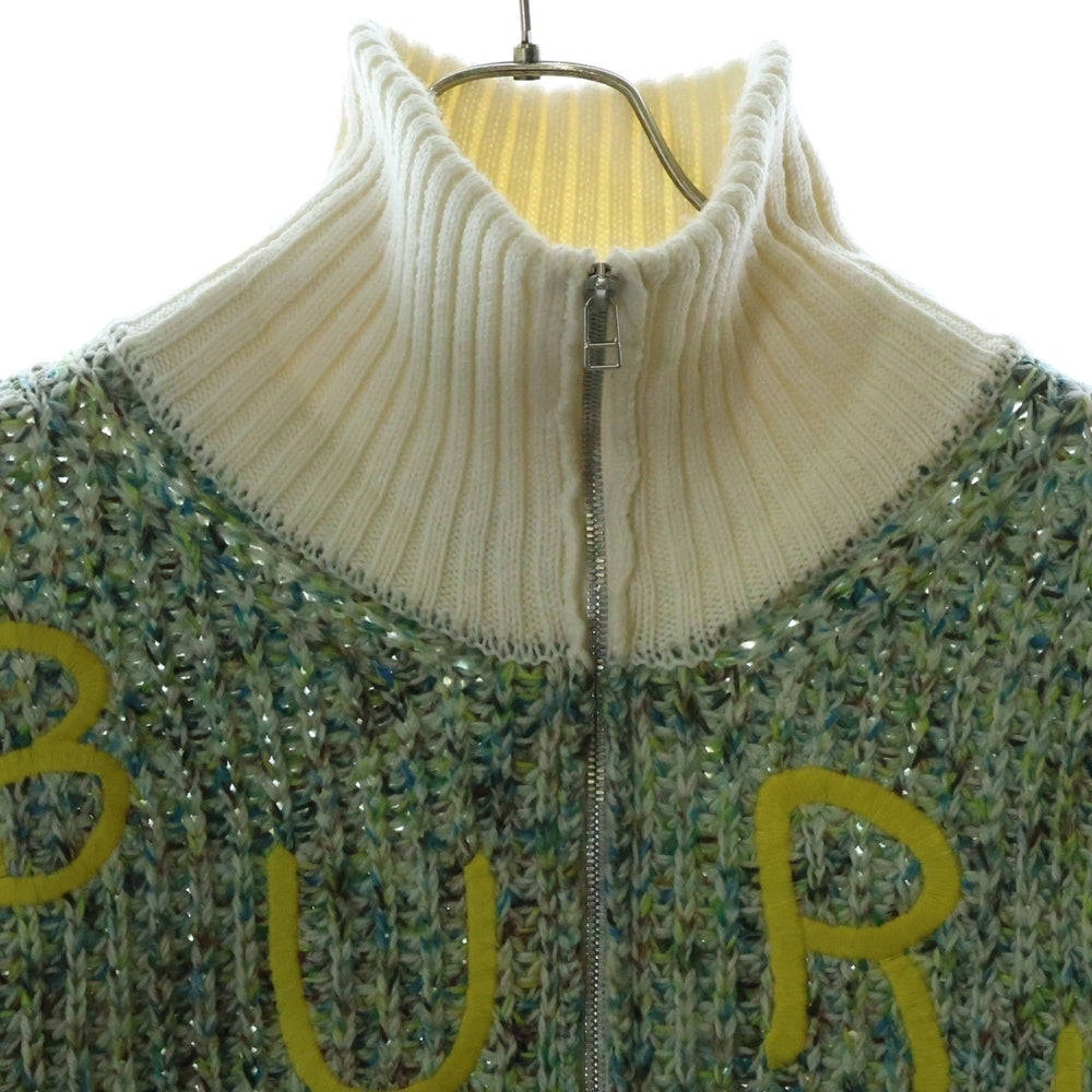 BLUEMARBLE(ブルーマーブル) ロゴ 刺繍 ハーフジップ ニットセーター マルチカラー