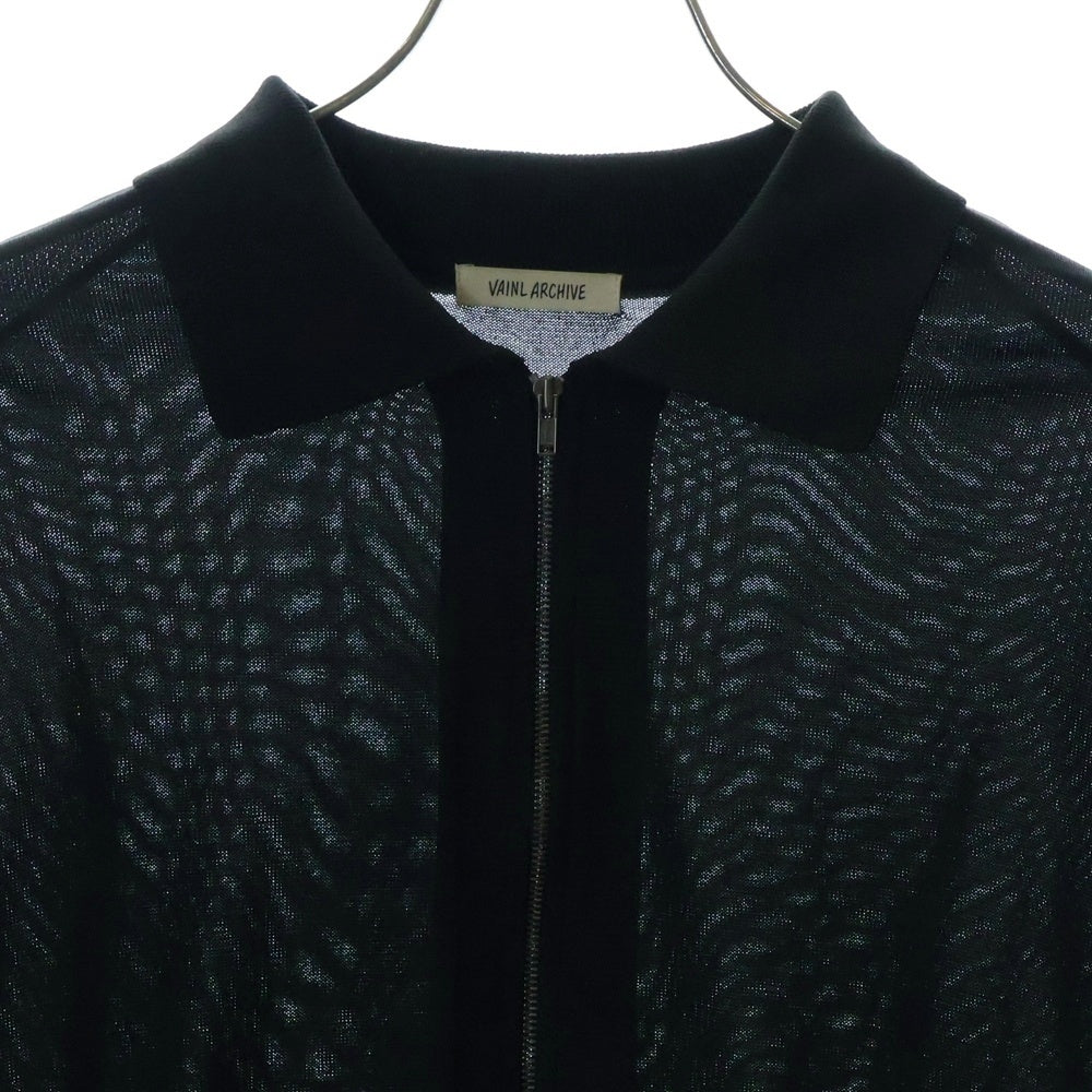 VAINL ARCHIVE(バイナルアーカイブ) 25SS ZIP CARDIGAN 襟付きジップカーディガン ブラック VASK25S001