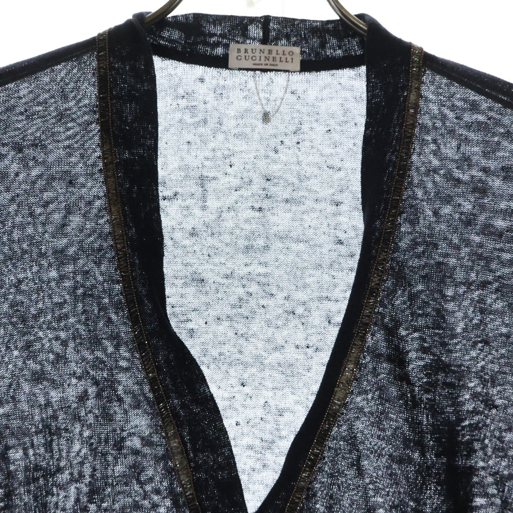 BRUNELLO CUCINELLI(ブルネロクチネリ) ビジュー装飾 薄手 リネン カーディガン レディース ネイビー