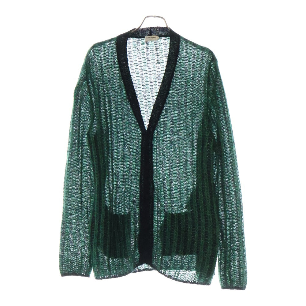 SAINT LAURENT PARIS(サンローランパリ) Mohair Knit Cardigan オーバーサイズ モヘアニットカーディガン グリーン/ブラック 645810