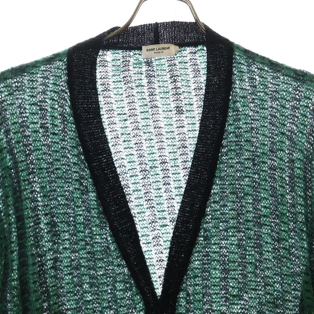 SAINT LAURENT PARIS(サンローランパリ) Mohair Knit Cardigan オーバーサイズ モヘアニットカーディガン グリーン/ブラック 645810