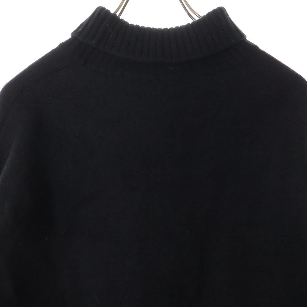 AMI Alexandre Mattiussi(アミアレクサンドルマテュッシ) Turtle Neck Heart Logo Wool Kinit Sweater BFUKS402.018 タートルネック ハートロゴ オーバーサイズ ウール ニットセーター ブラック