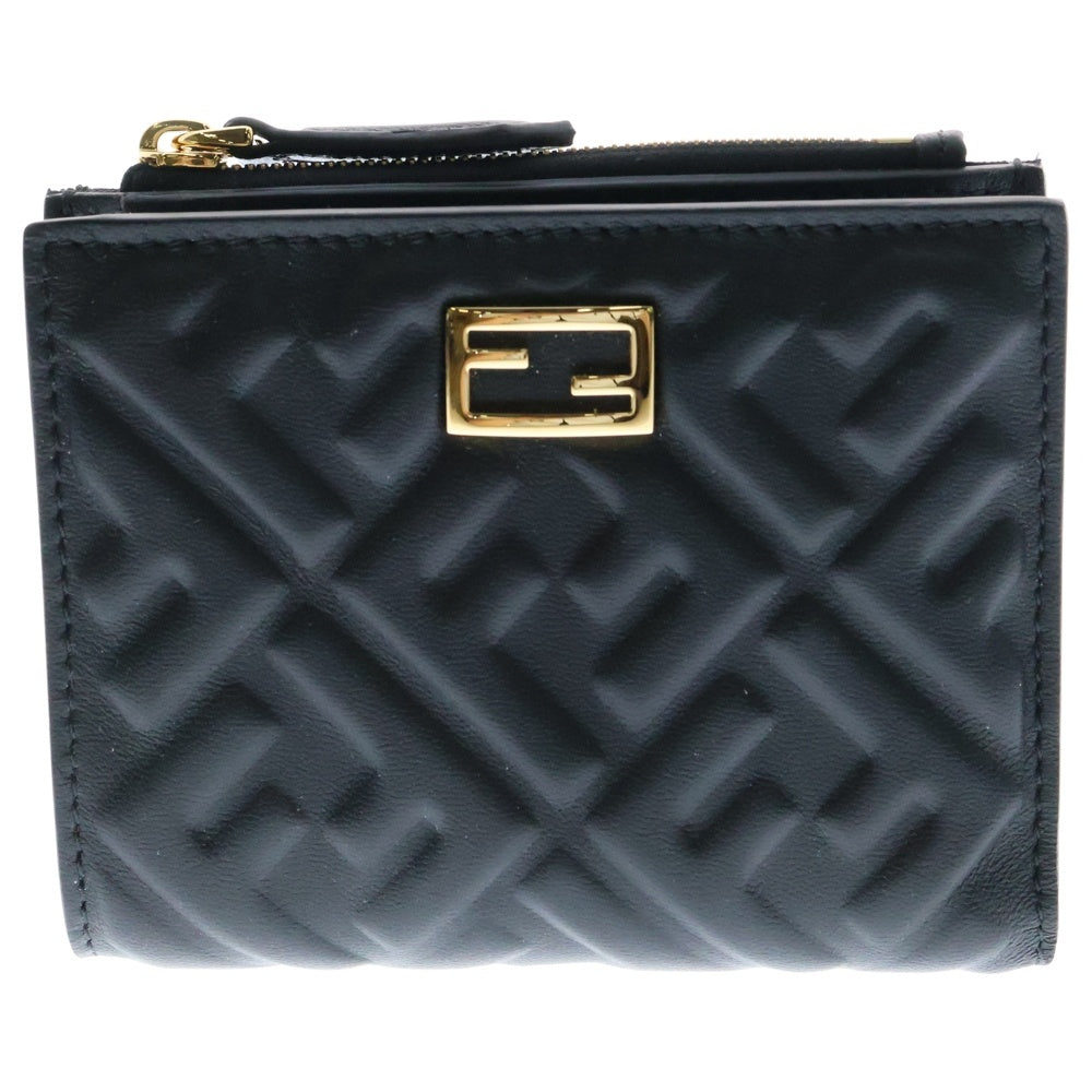 FENDI(フェンディ) FFジャガードロゴレザー 2つ折り財布 ブラック 8M0420