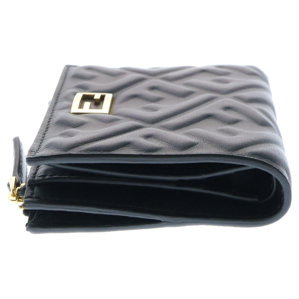 FENDI(フェンディ) FFジャガードロゴレザー 2つ折り財布 ブラック 8M0420