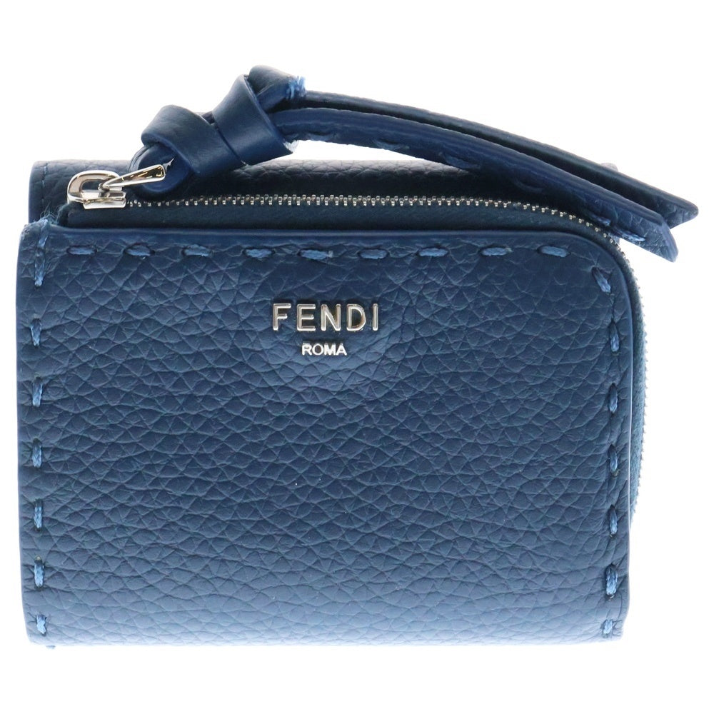 FENDI(フェンディ) ピーカーブ レザーウォレット 3つ折り財布 ブルー 8M0499