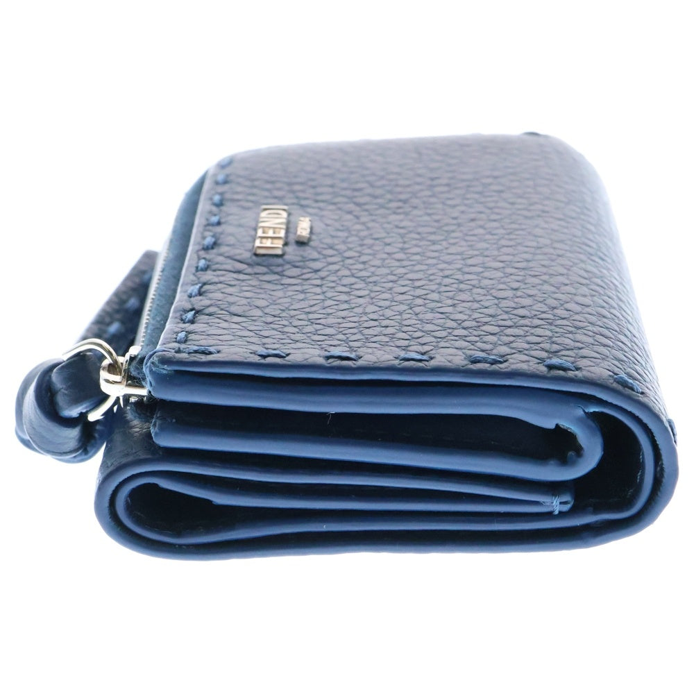 FENDI(フェンディ) ピーカーブ レザーウォレット 3つ折り財布 ブルー 8M0499