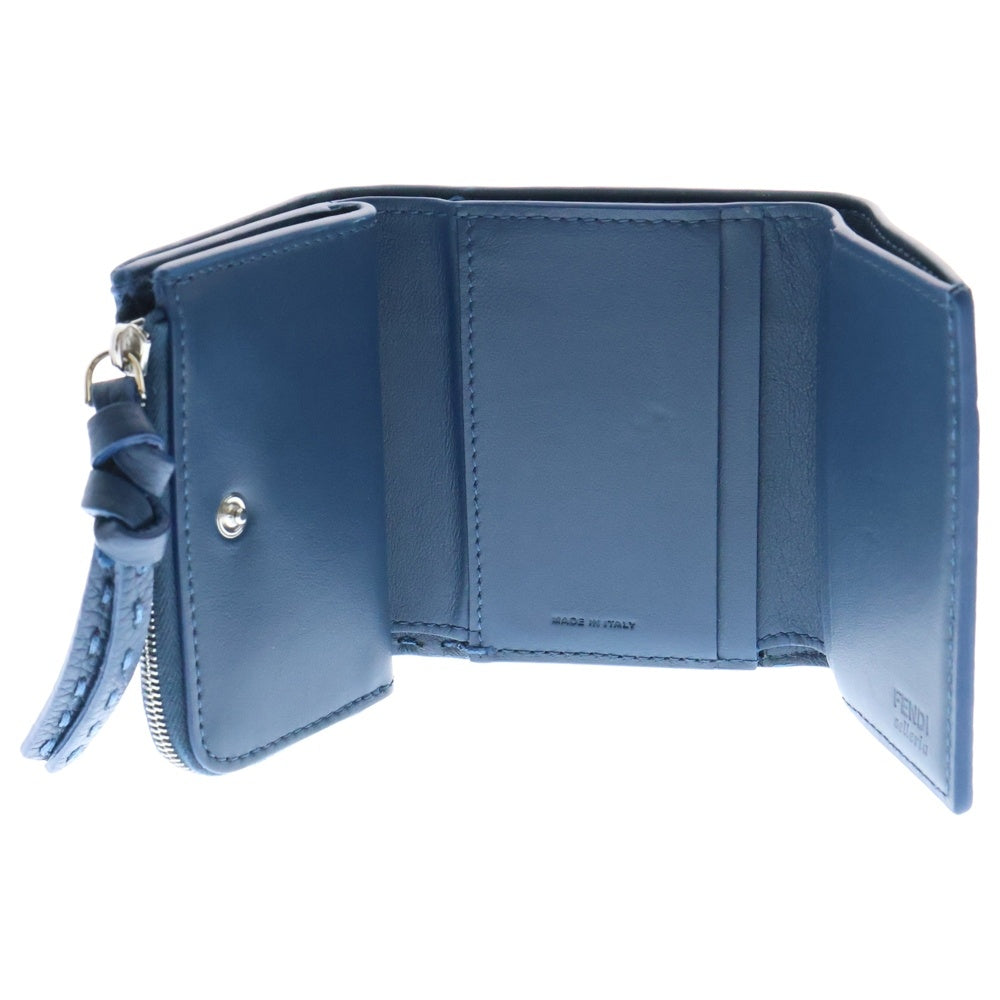 FENDI(フェンディ) ピーカーブ レザーウォレット 3つ折り財布 ブルー 8M0499