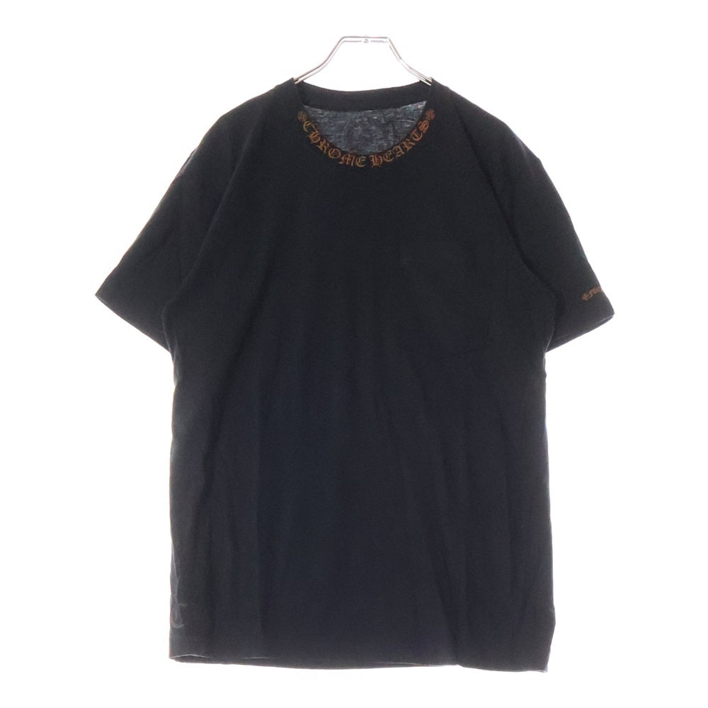 CHROME HEARTS(クロムハーツ) NECK LOGO S/S TEE ネックロゴ プリント クルーネック半袖Tカットソー ブラック/ブラウン