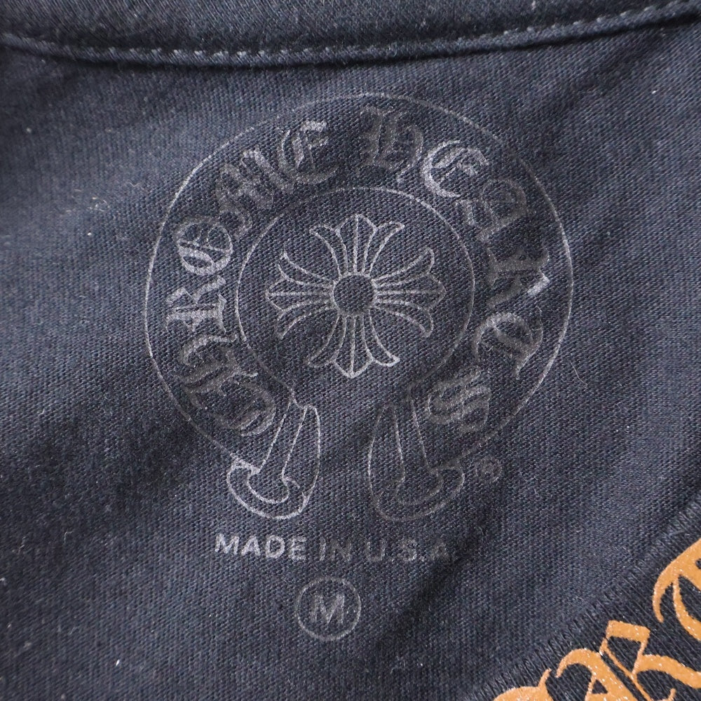 CHROME HEARTS(クロムハーツ) NECK LOGO S/S TEE ネックロゴ プリント クルーネック半袖Tカットソー ブラック/ブラウン