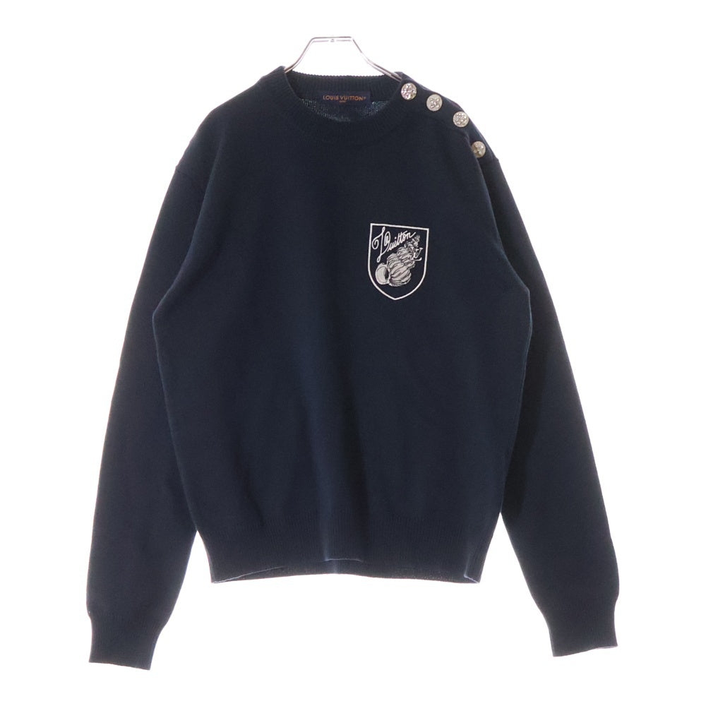 LOUIS VUITTON(ルイヴィトン) 24AW Embroidered Cotton Blend Creneck Sweat RM242MM TBY HRN13W エンブロイダリー ロゴ クルーネックスウェットトレーナー ネイビー