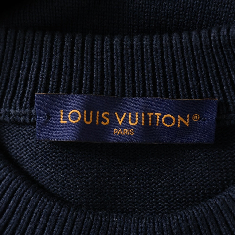 LOUIS VUITTON(ルイヴィトン) 24AW Embroidered Cotton Blend Creneck Sweat RM242MM TBY HRN13W エンブロイダリー ロゴ クルーネックスウェットトレーナー ネイビー
