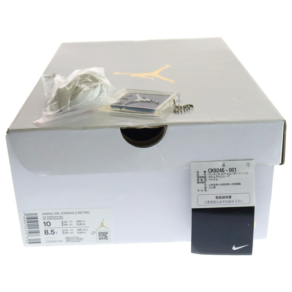 NIKE(ナイキ) WMNS AIR JORDAN 3 OFF NOIR CK9246-001 ウィメンズ エアジョーダン3 オフノワール ハイカットスニーカー ブラック US8.5/26.5cm