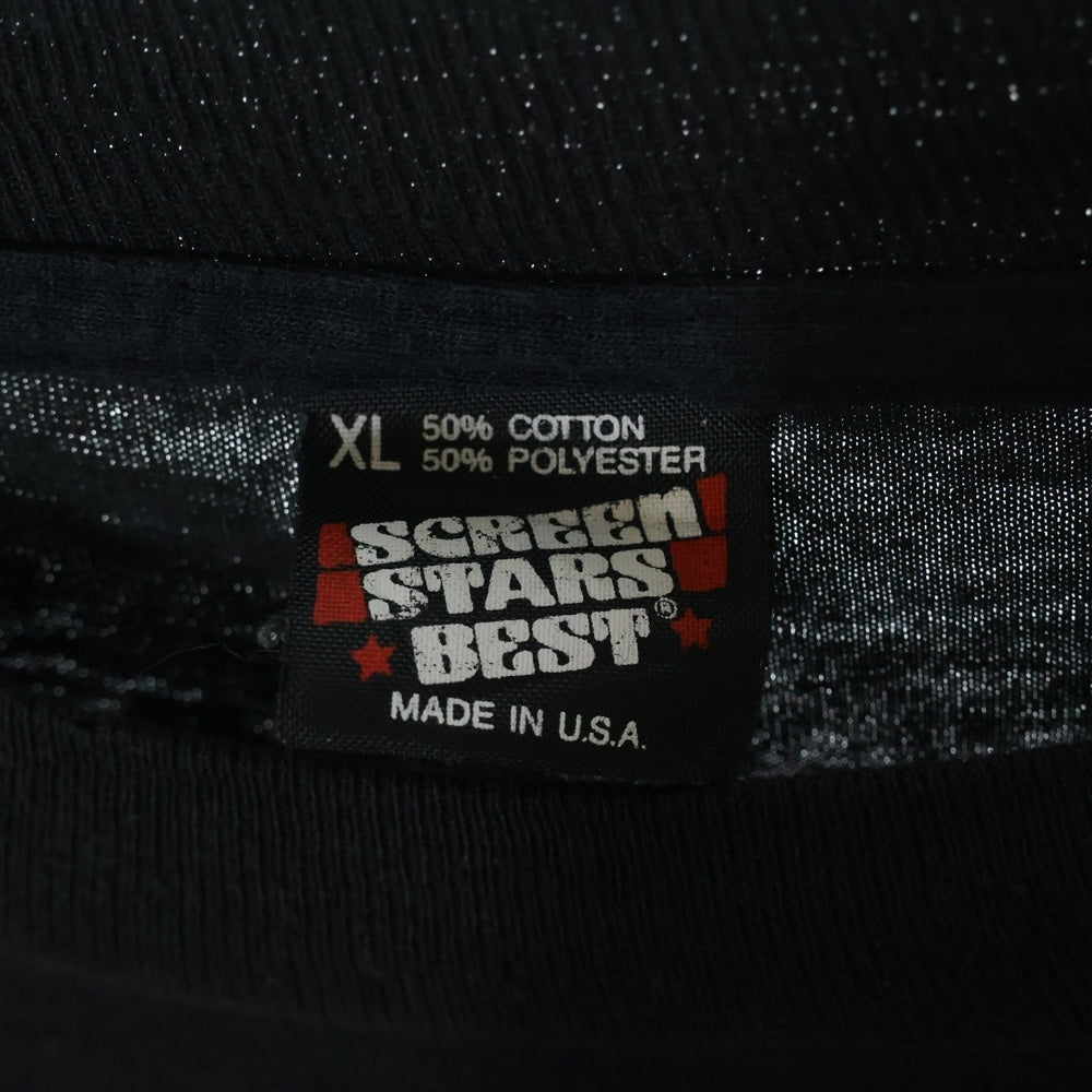 VINTAGE(ヴィンテージ) 90s GIVE BLOOD FIGHT PROBIE SCREEN STARSタグ 両面プリント クルーネック半袖Tシャツカットソー ブラック