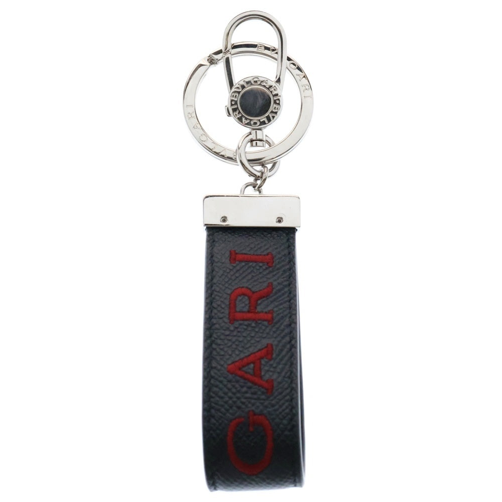BVLGARI(ブルガリ) ブルガリ・ブルガリ マン カーフレザー キーリング ブラック/シルバー 290854