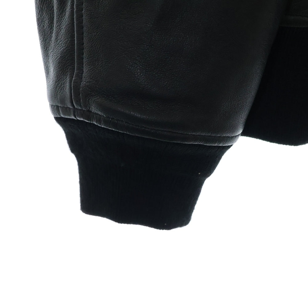 AVIREX(アヴィレックス) STAND LEATHER MA-1 MOD JACKET スタンドカラー シープレザー MA-1 モディファイジャケット ブラック 783-5150007
