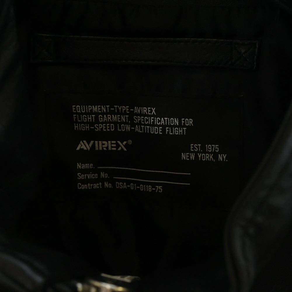 AVIREX(アヴィレックス) STAND LEATHER MA-1 MOD JACKET スタンドカラー シープレザー MA-1 モディファイジャケット ブラック 783-5150007