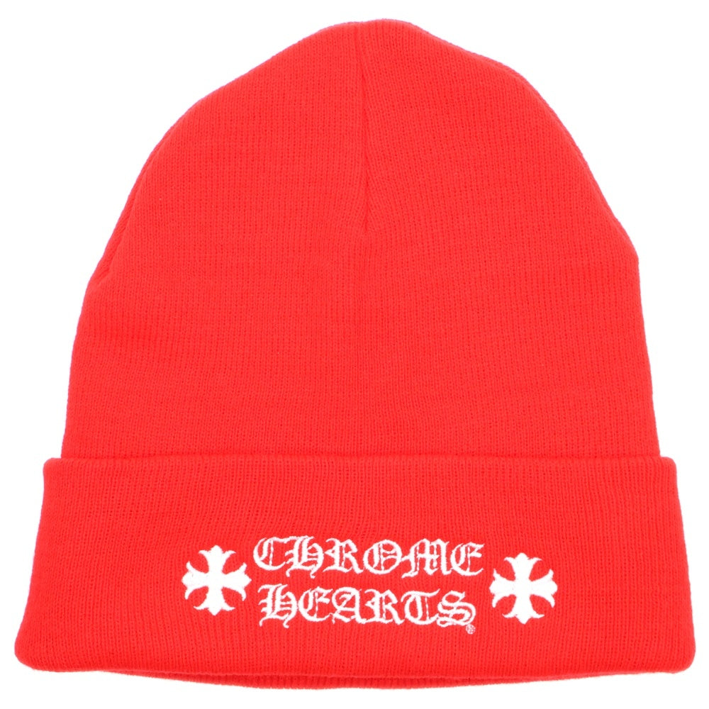 CHROME HEARTS(クロムハーツ) WATCH CAP ワッチキャップ ロゴ刺繍ビーニー ニットキャップ 帽子 レッド