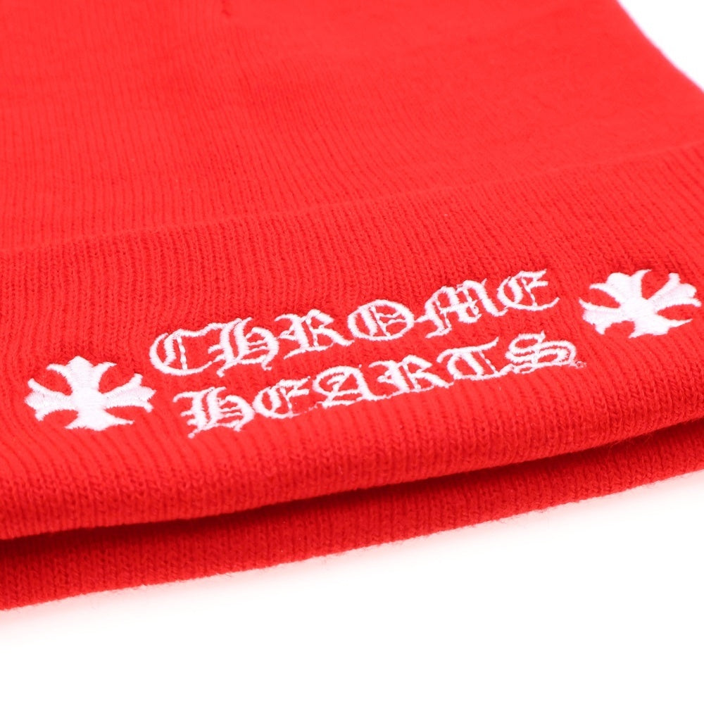 CHROME HEARTS(クロムハーツ) WATCH CAP ワッチキャップ ロゴ刺繍ビーニー ニットキャップ 帽子 レッド