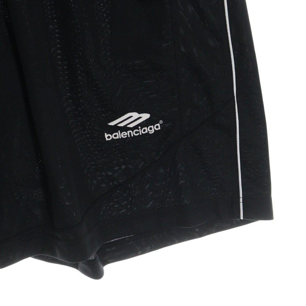 BALENCIAGA(バレンシアガ) 23SS BAGGY SHORTS ロゴ刺繍 バギーショートパンツ メッシュハーフパンツ ブラック 767862 TPVG2