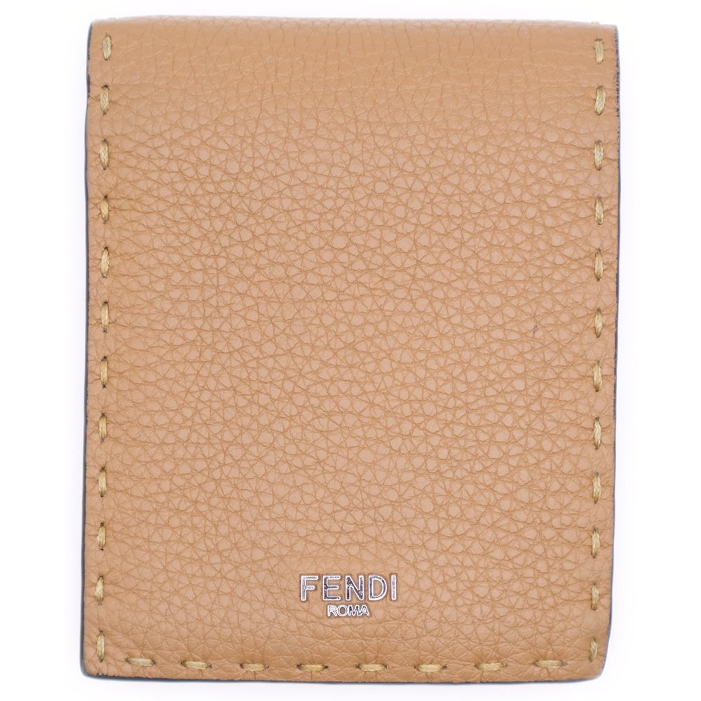 FENDI(フェンディ) セレリア ステッチ ロゴ レザー ウォレット 2つ折り財布 ベージュ/ネイビー 7M0194