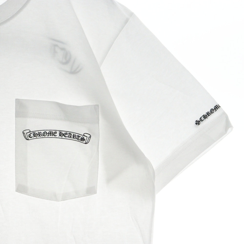 CHROME HEARTS(クロムハーツ) CH CRS SCROLL LABEL スクロールラベル バックププリント クルーネック半袖Tシャツ カットソー ホワイト