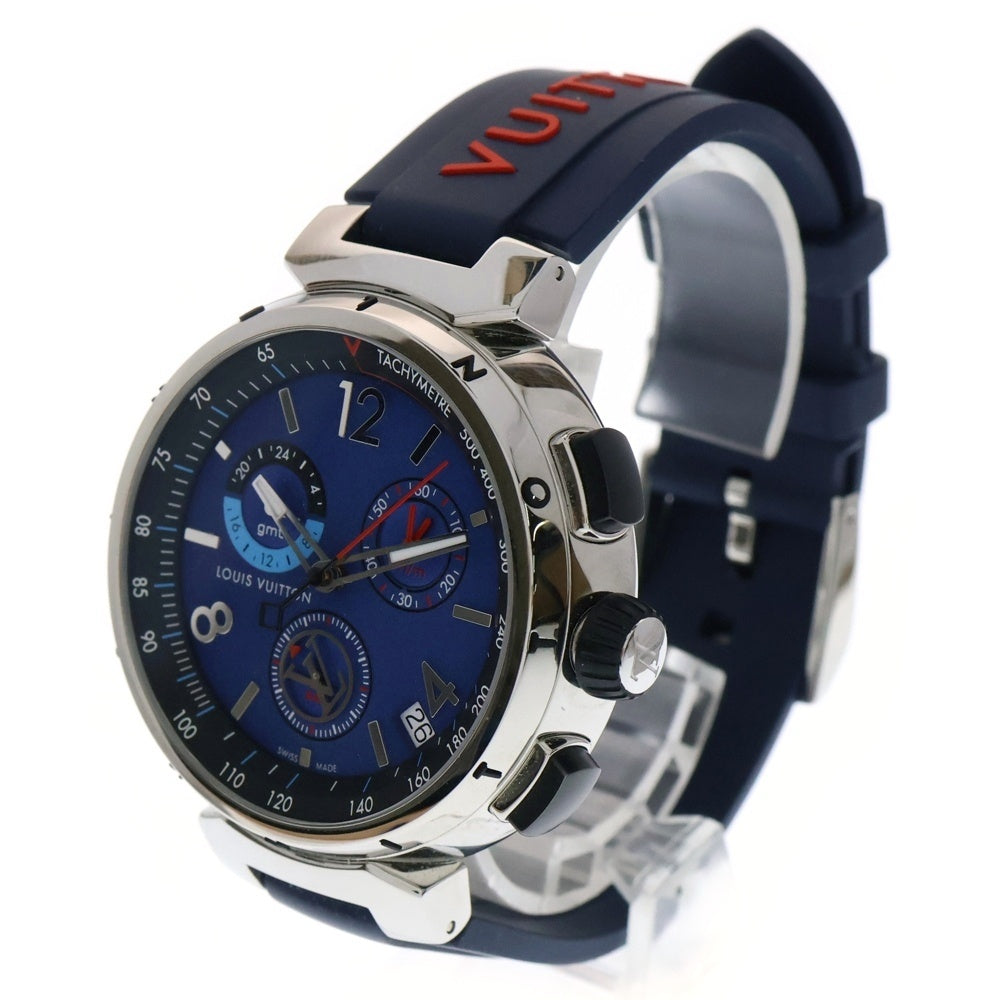 LOUIS VUITTON(ルイヴィトン) タンブール アウトドア クロノグラフ GMT クォーツ 腕時計 ブルー QA153