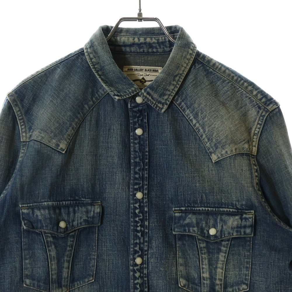 RUDE GALLERY BLACK REBEL(ルードギャラリーブラックレーベル) Front 2 Pocket Denim Shirt フロント2ポケット デニムシャツ インディゴ