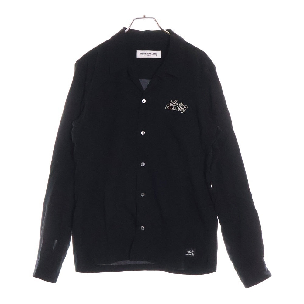 RUDE GALLERY(ルードギャラリー) 15AW Who the Fuck is Rg? Shirt チェーンステッチ テンセル 長袖オープンカラーシャツ ブラック