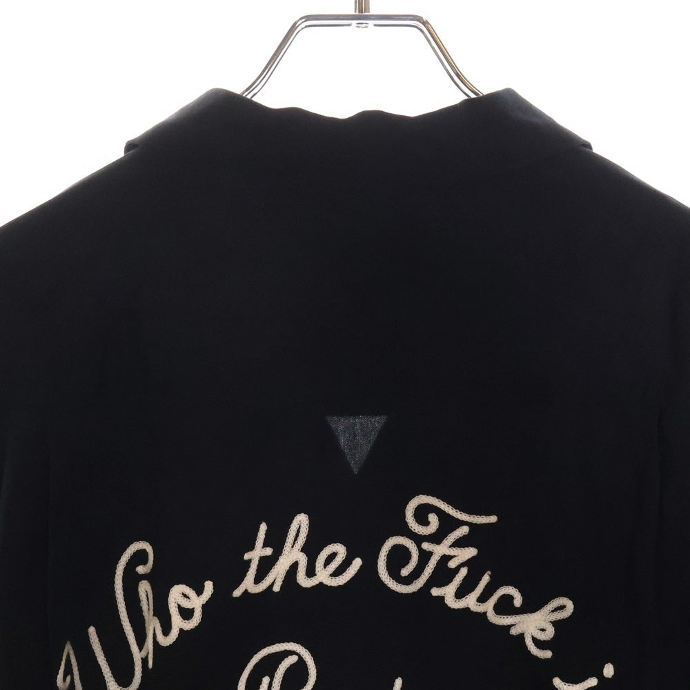 RUDE GALLERY(ルードギャラリー) 15AW Who the Fuck is Rg? Shirt チェーンステッチ テンセル 長袖オープンカラーシャツ ブラック