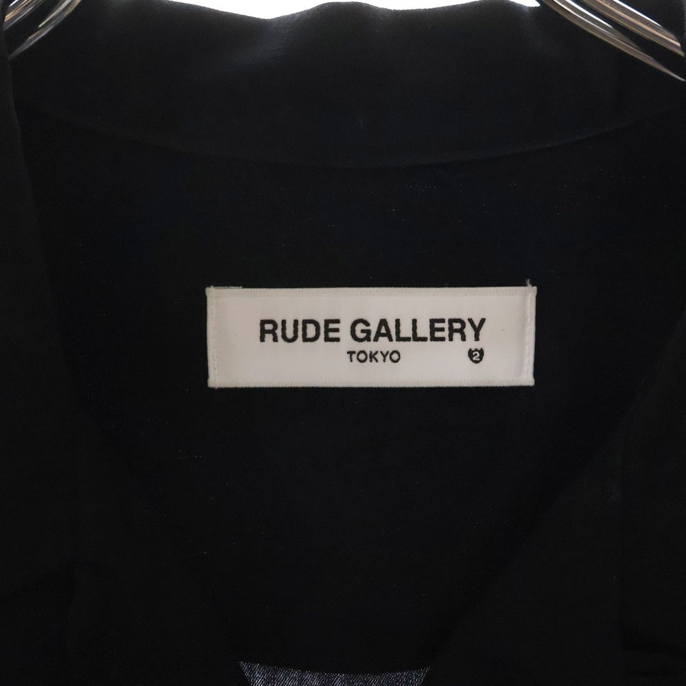 RUDE GALLERY(ルードギャラリー) 15AW Who the Fuck is Rg? Shirt チェーンステッチ テンセル 長袖オープンカラーシャツ ブラック