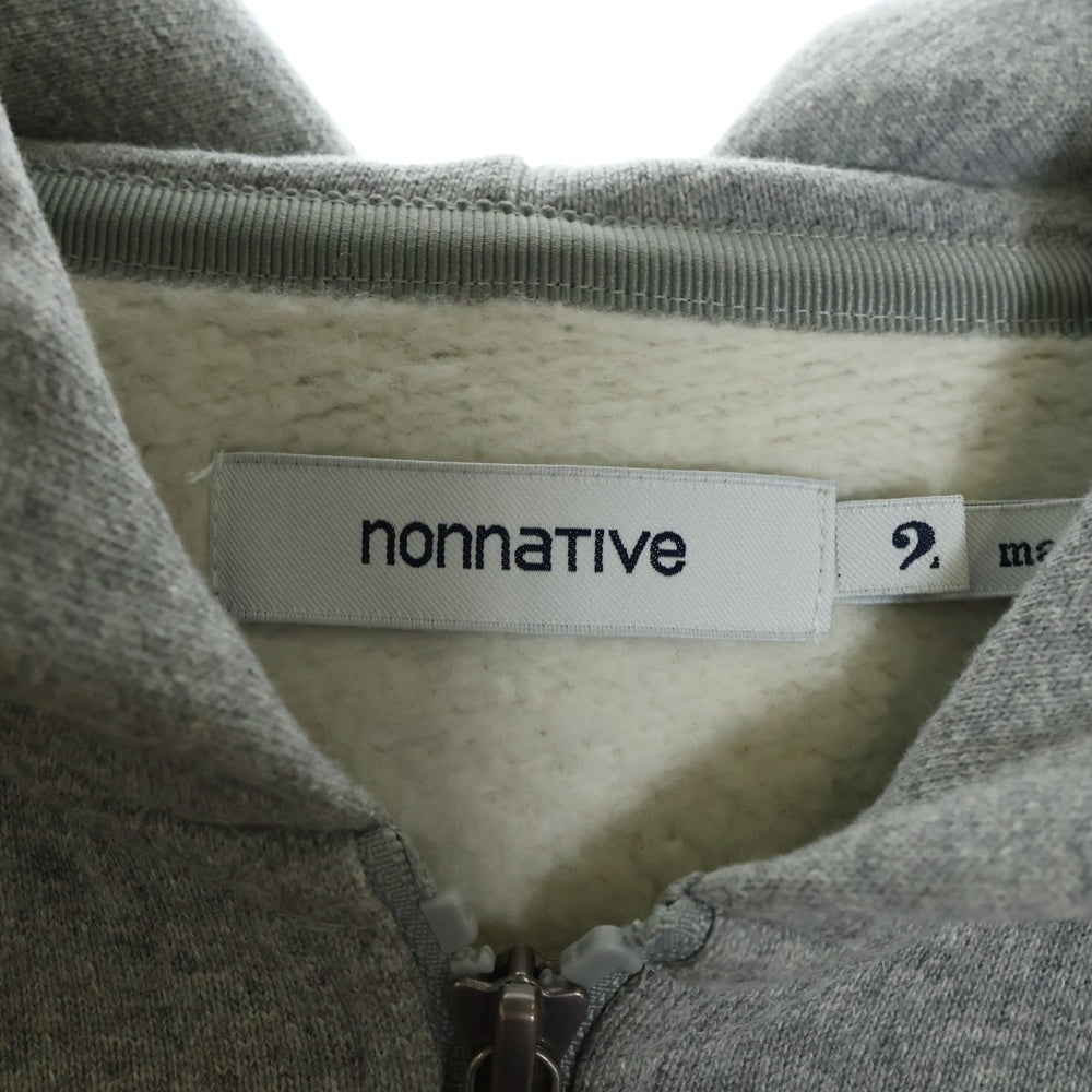 nonnative(ノンネイティブ) 20AW DWELLER ZIP HOODY COTTON SWEAT フロントジップアップパーカー フーディ NN-C3803 グレー